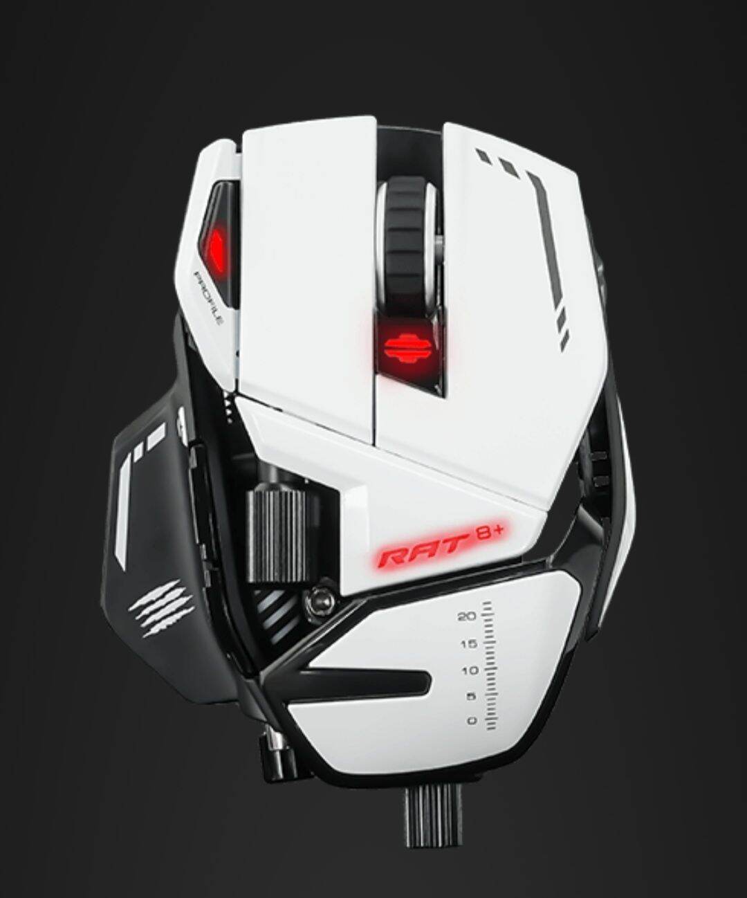 MAD CATZ R.A.T. 8+ FULLY ADJUSTABLE GAMING MOUSE BLACK AND WHITE ...