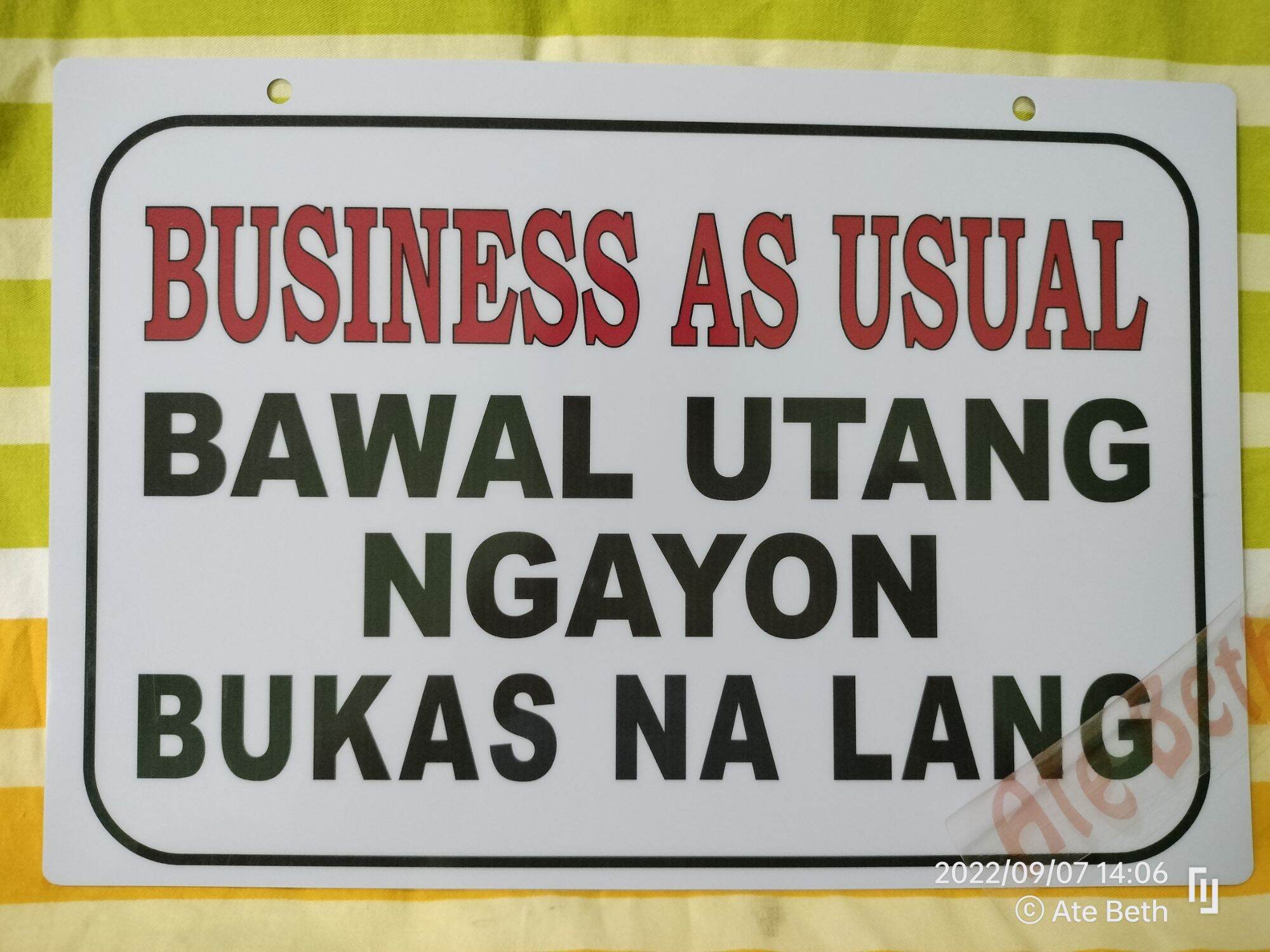 Business As Usual Bawal Utang Ngayon Signage PVC Plastic (Like ID) 7 ...