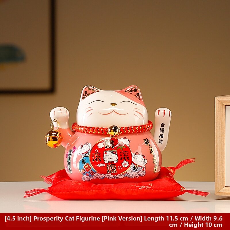 Cute and Popular Automatic Waving Fortune Cat Ceramic Ornament