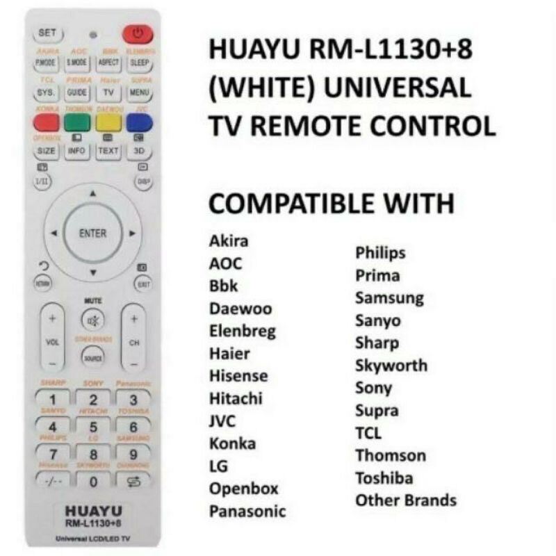 Huayu Universal LED/LCD Remote Control Rm-L1130 | Lazada PH