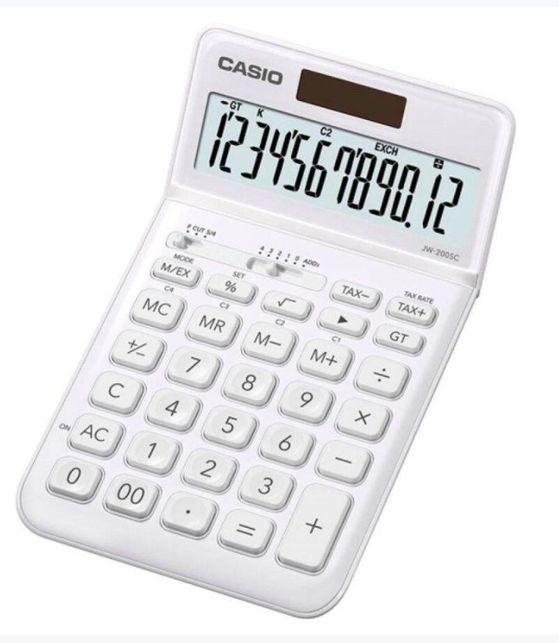 CALCULATOR CASIO JW200SC WHITE w/ Optional Pouch