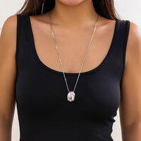 Sexy Goth Long Snake Thin Chain Necklace for Women Simple Glossy Ball Water Drop Tear Pendant Choker Aesthetic Y2K Jewelry Gift