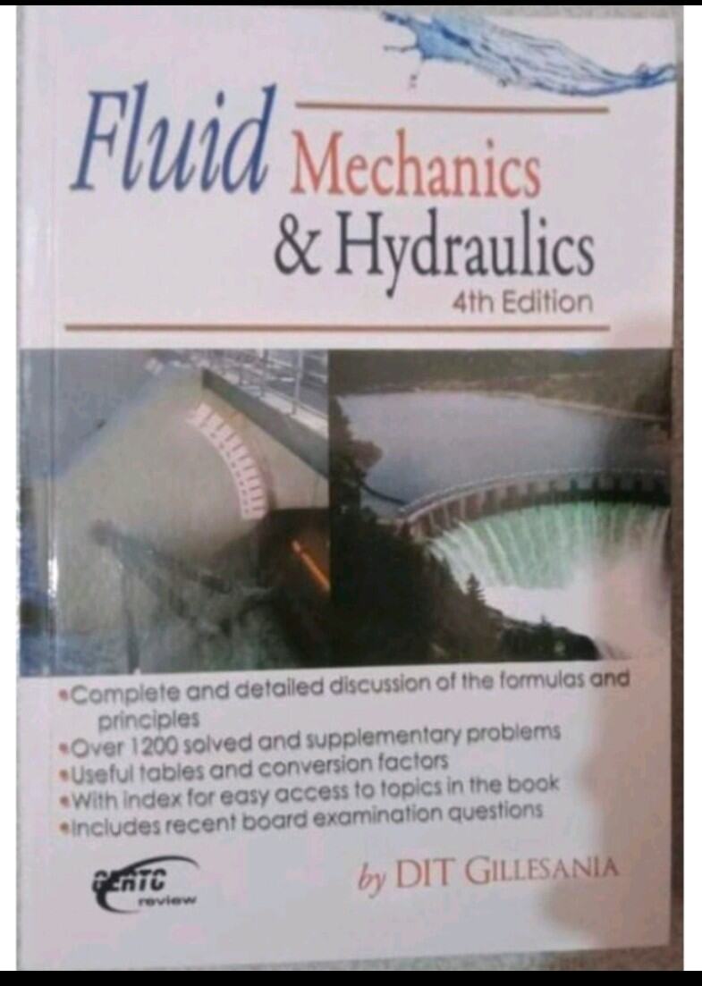 FLUIDS MECHANICS & HYDRAULICS 4th ed.by gillisania Lazada PH