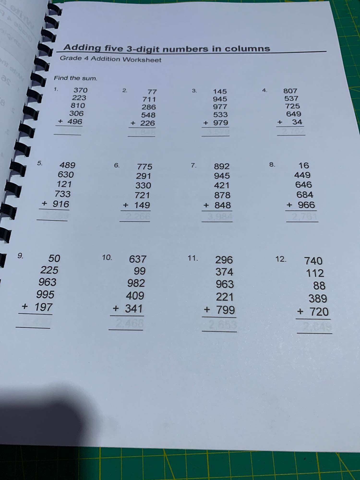 Grade 4 Math Workbook 58 PAGES. 
