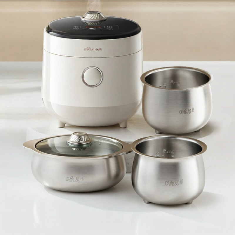 [China Plug Adapter Needed] Bear | Coating-Free Small Rice Cooker 316L ...
