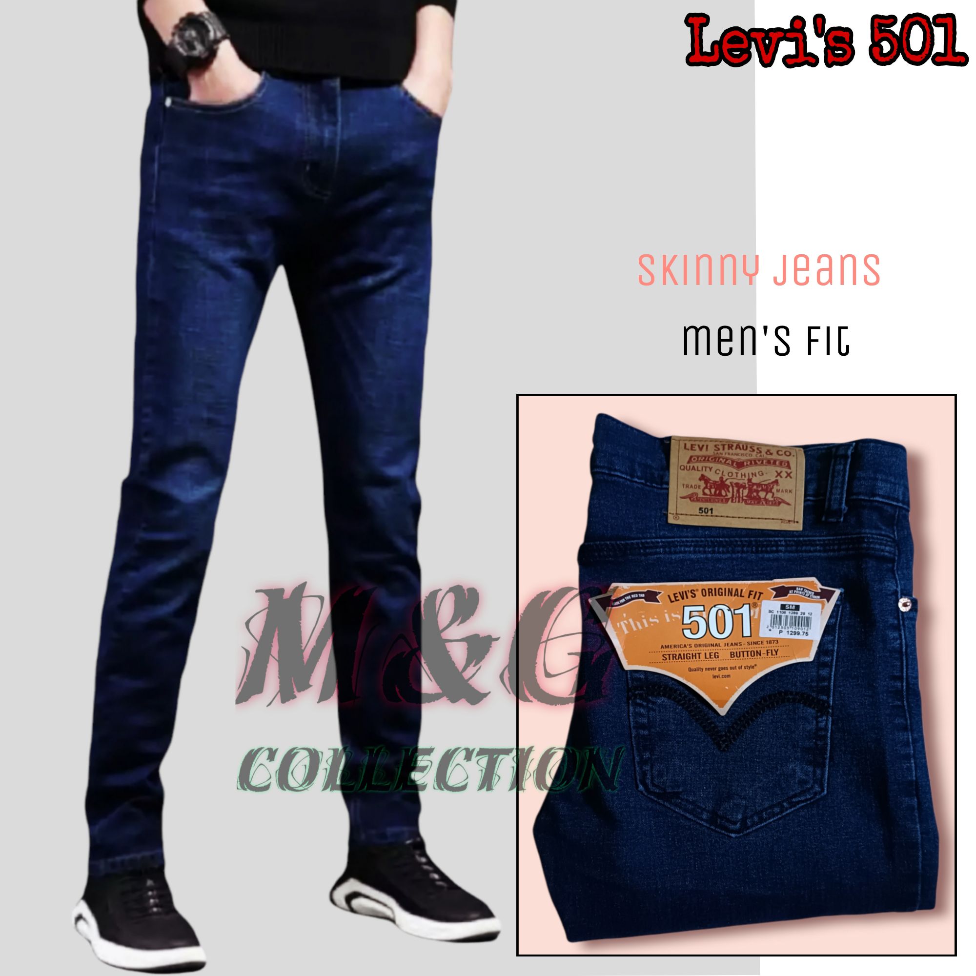 Levi's 501 maong dark blue stretchable skinny jeans pants for men 26-36 |  Lazada PH