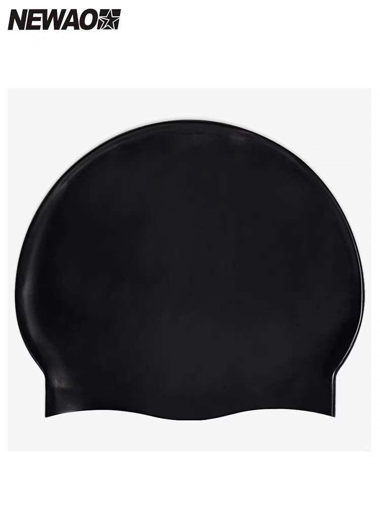 Black Silicone Swimming Cap For Adults - Waterproof Pool Swim Hat For Men & Women