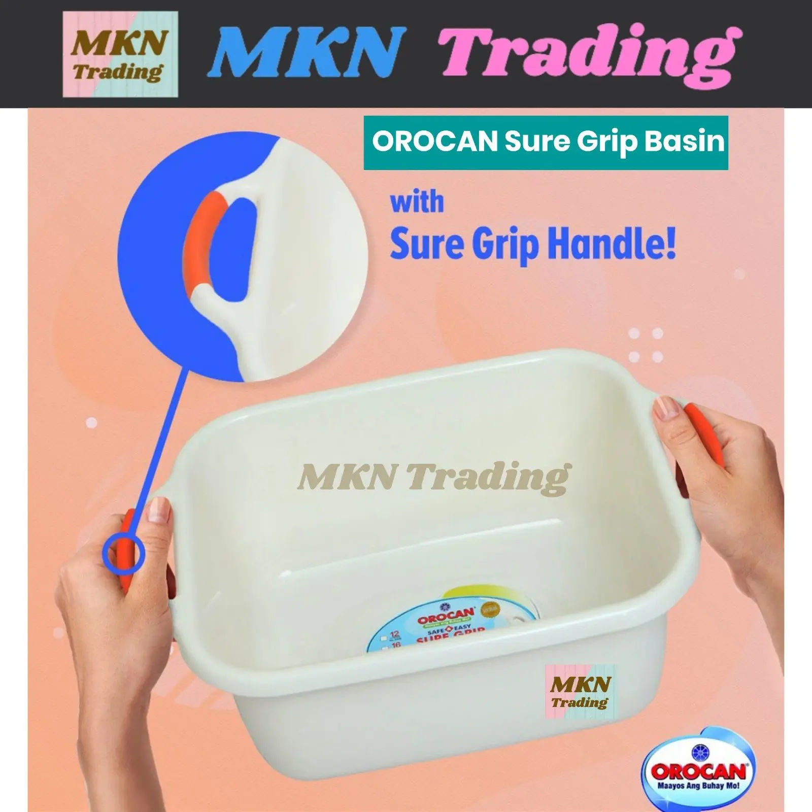 Orocan Sure Grip Basin 12L, 16L, 20L Liter Deep Rectangular Basin | Bathroom Product Premium Quality