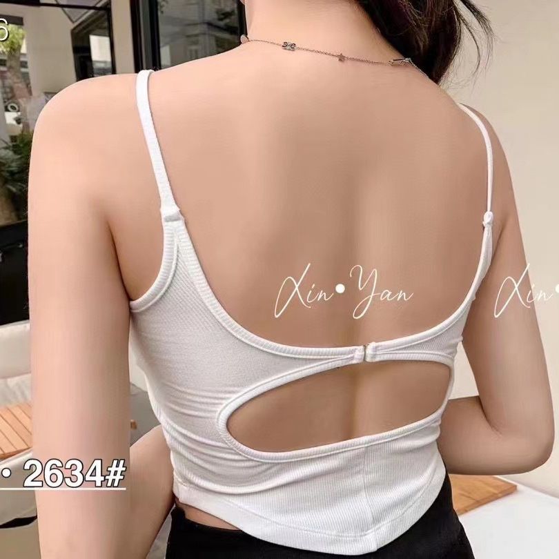 Sexy backless tube top Camisole with chest pads Breast padded tank tops for women