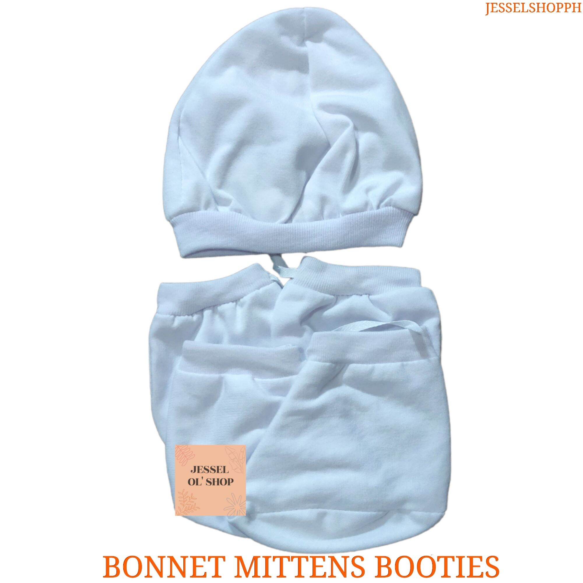 Bonnet Mittens And Booties For Newborn 3N1 SET Bonnet Mittens
