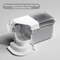 Popocola | Extra Large 65cm Corridor Cat Litter Box Splash-proof Enclosed Odor Control for Large Cats Super Size Cat Toilet