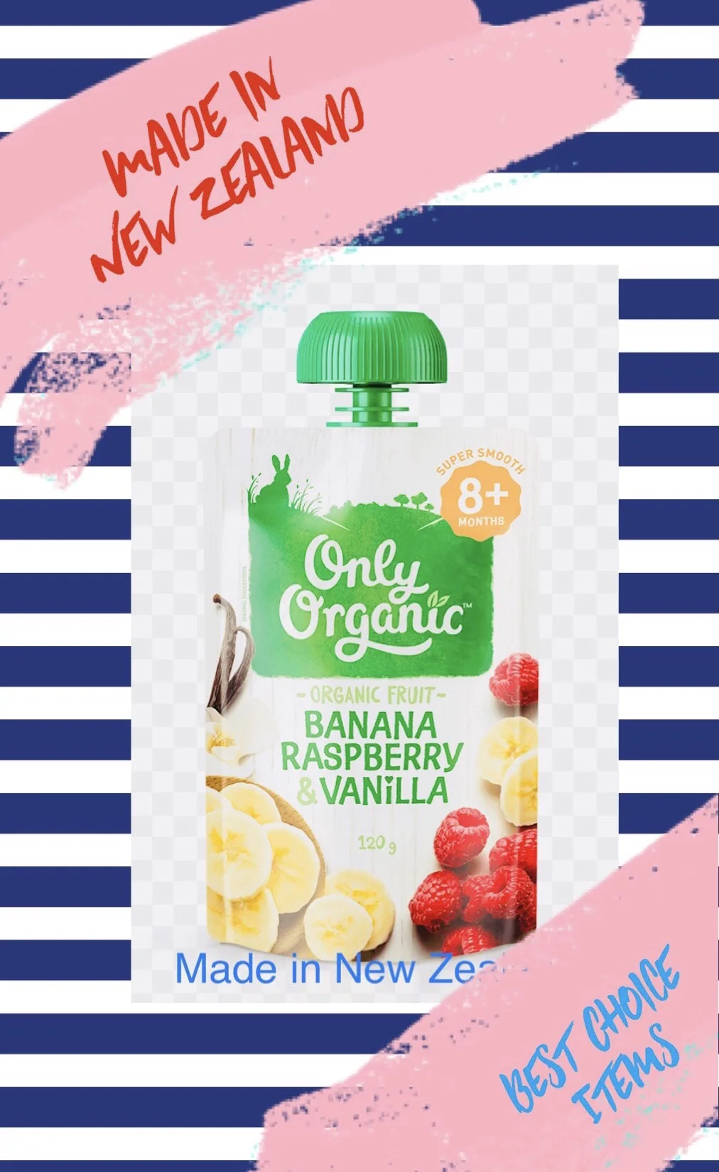 Only Organic Banana Raspberry & Vanilla 8+ Months