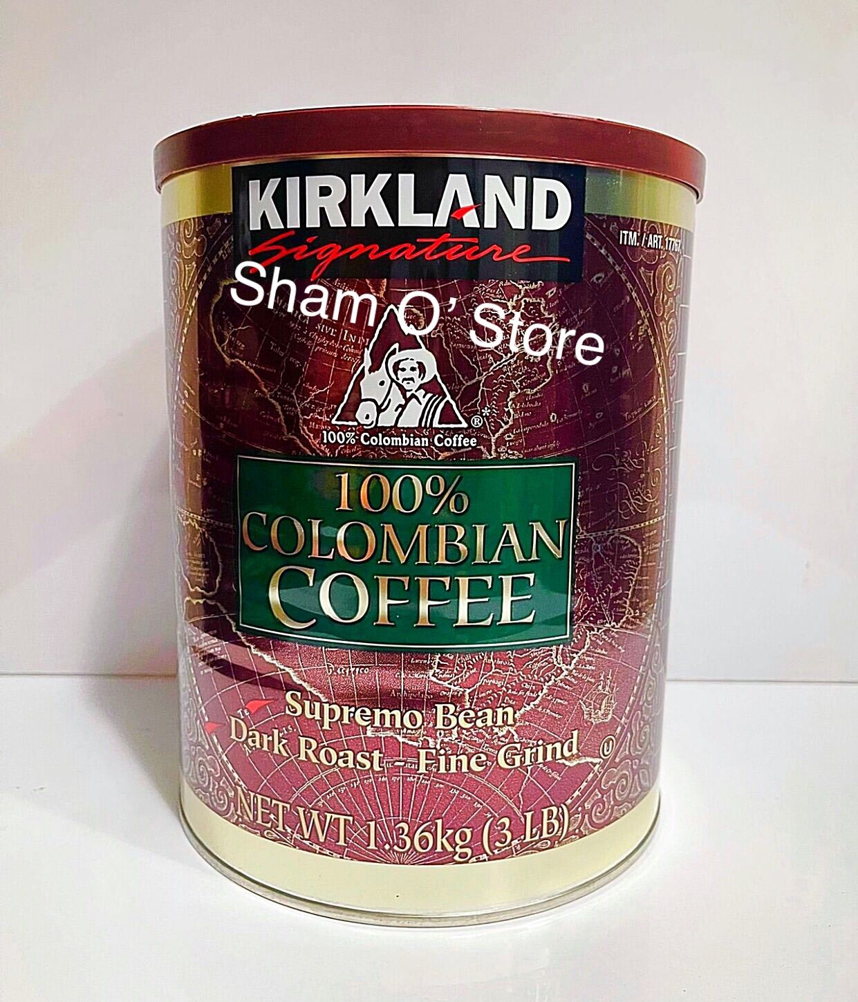 KIRKLAND Signature 100 3LB/1.3Kg Colombian Coffee, Supremo Bean Dark
