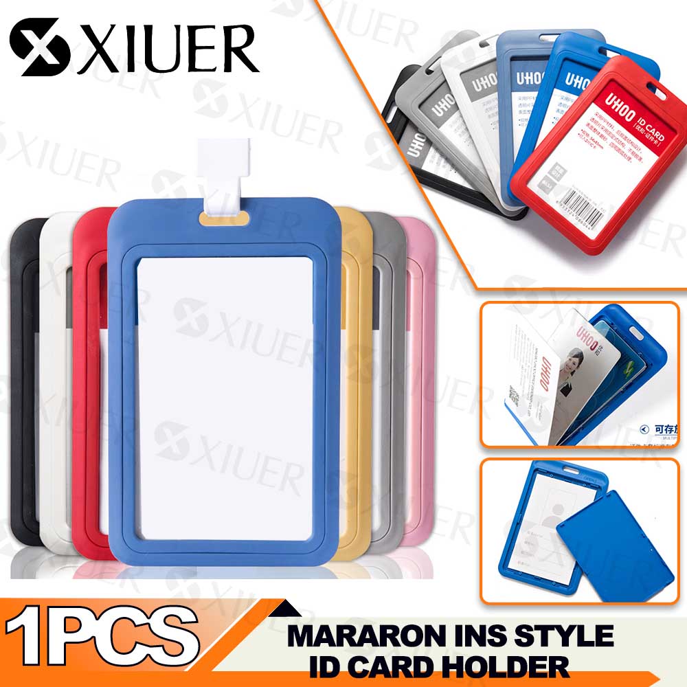 Sliding Badge Holder with Lanyard Vertical ID Card Holder Blue and Black  Pattern Plastic Card Case Protector Pouch with Clear Window for Nurse  Officer