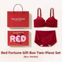 Secret World | Small Bust Gather Bra and Panties Set for Good Fortune Year Red