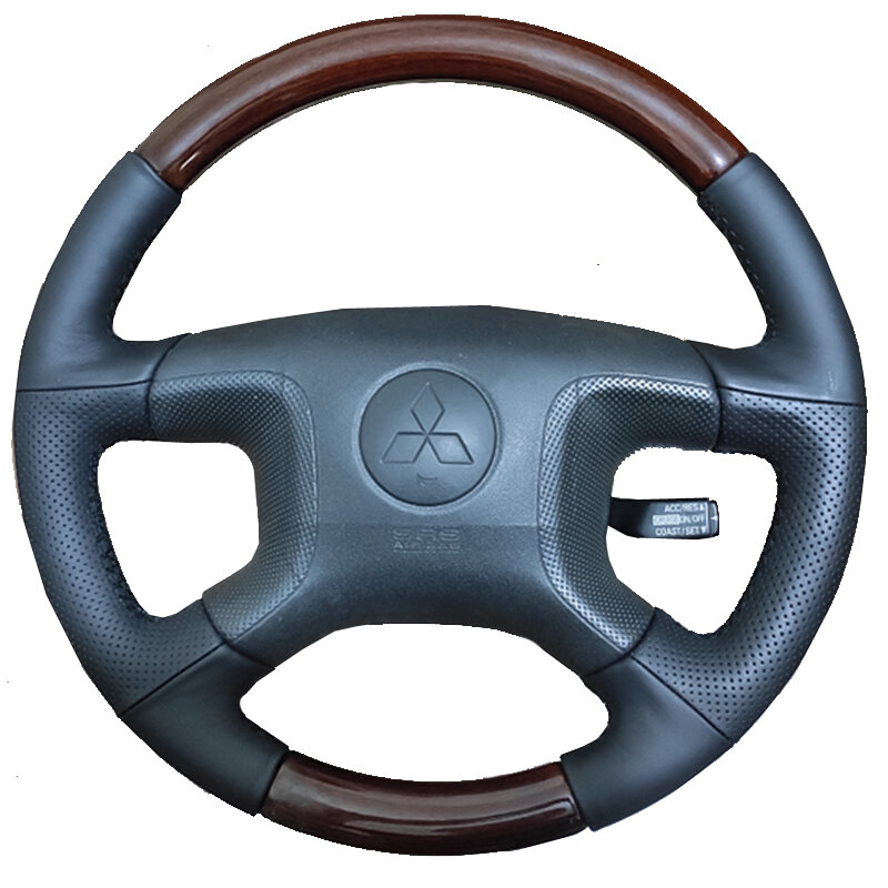 Steering Wheel Cover Mitsubishi pajero V20 Genuine Leather Anthracite  Compatible