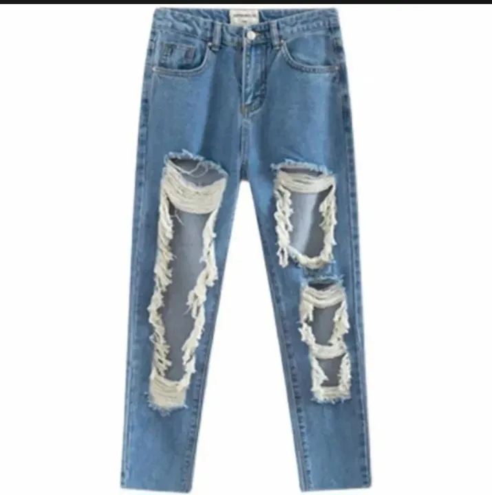 Denim pants for women Korean style new design high waist ripped jeans