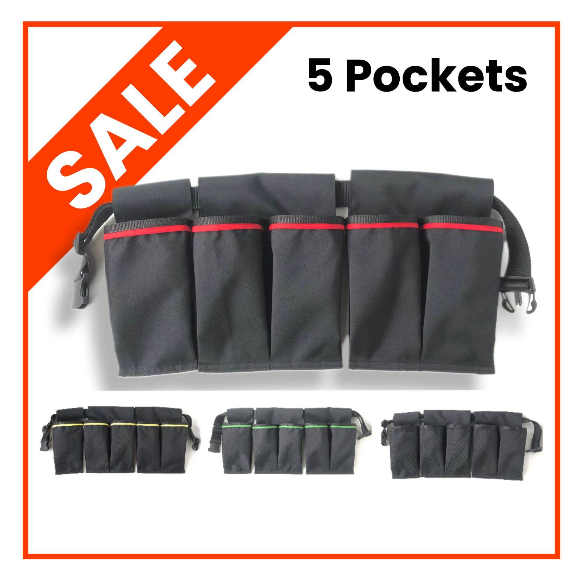 4 Pockets with (YELLOW LINING) Bussing Belt /Janitorial Belt Bag