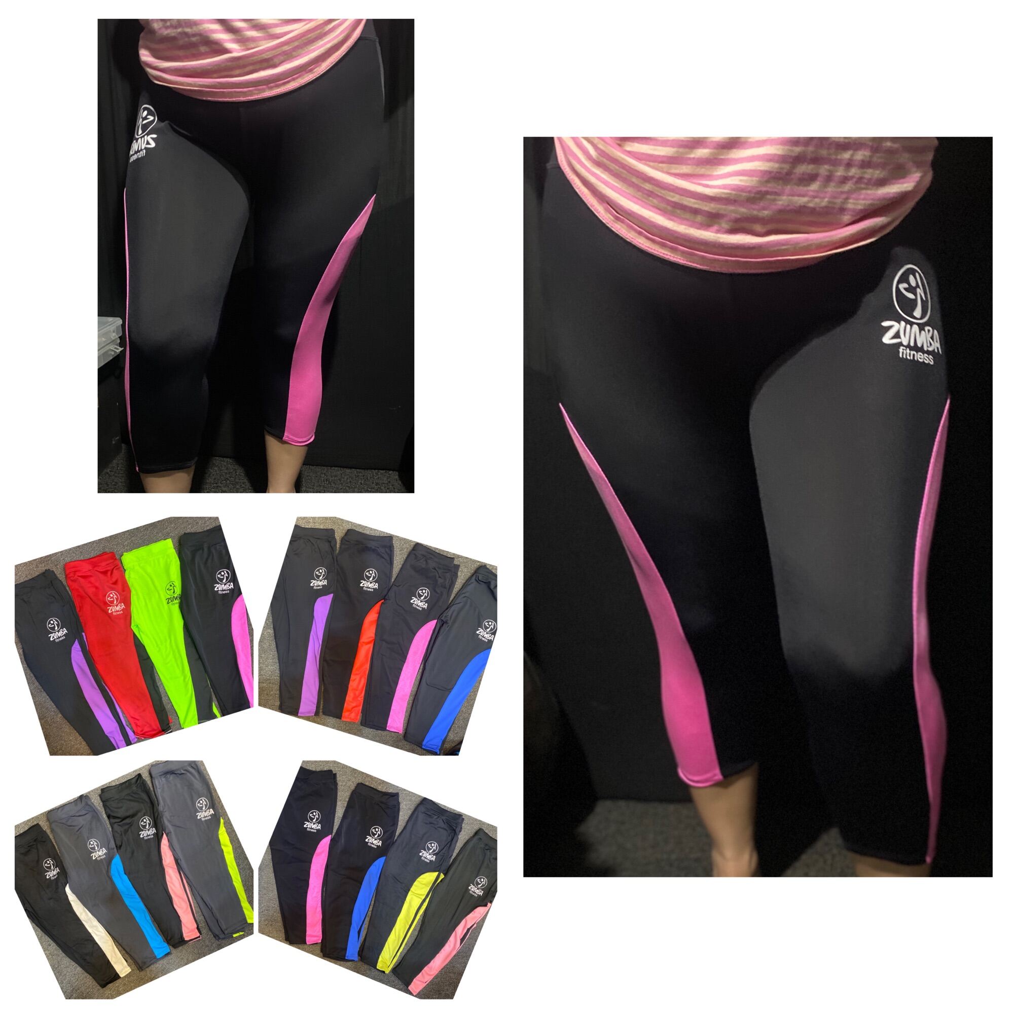 ZUMBA CAPRI LEGGINGS w/ COMBI COLOR ON SIDES/XL SIZE