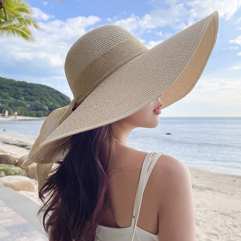 Straw Hat Women s Summer Sunscreen Oversized Brim Sun Hat Beach Seaside Vacation Sun Hat Foldable Hat Trendy