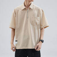 Hansca | Retro American Style Half-Zip Polo Shirt Summer Loose Collar Trendy Casual