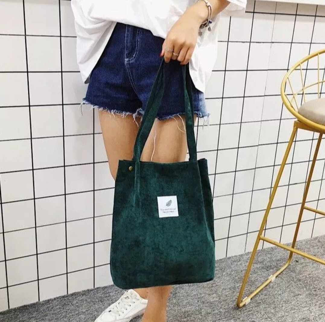 Korean style sale corduroy tote bag