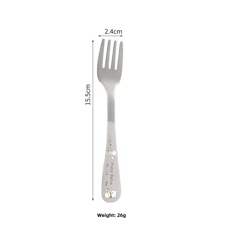 Cute Cartoon Animal Car Stainless Steel 304 Baby Spoon Fork Set for Toddler Learning to Eat Baby Complementary Food Utensils
