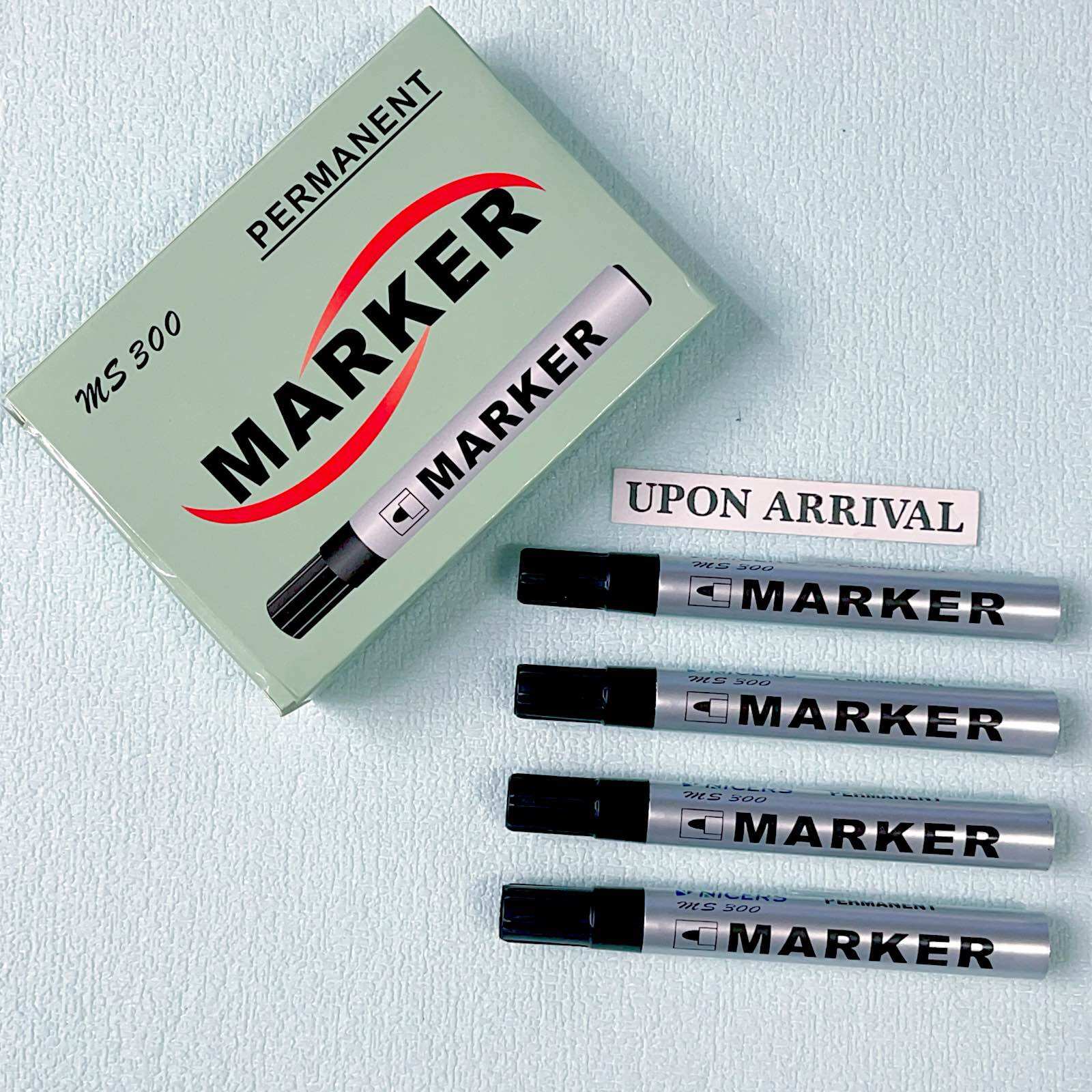 12pcs Permanent Marker Writing Pentel Pen Black Red Blue Quick Drying Thick Ink Quality MS-300
