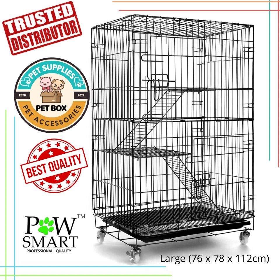 PetBox Pawsmart Heavy Duty Collapsible Cat Cage Crates Large (76 x 48 x 112cm)