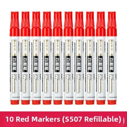 deli | Refillable & Erasable Whiteboard Marker 10 Pack