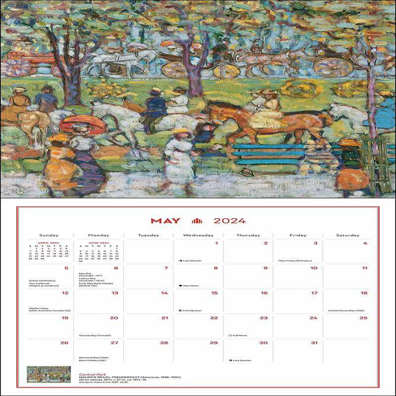 New York Calendar New Year Calendar in 2024 Impressionist Paintings and