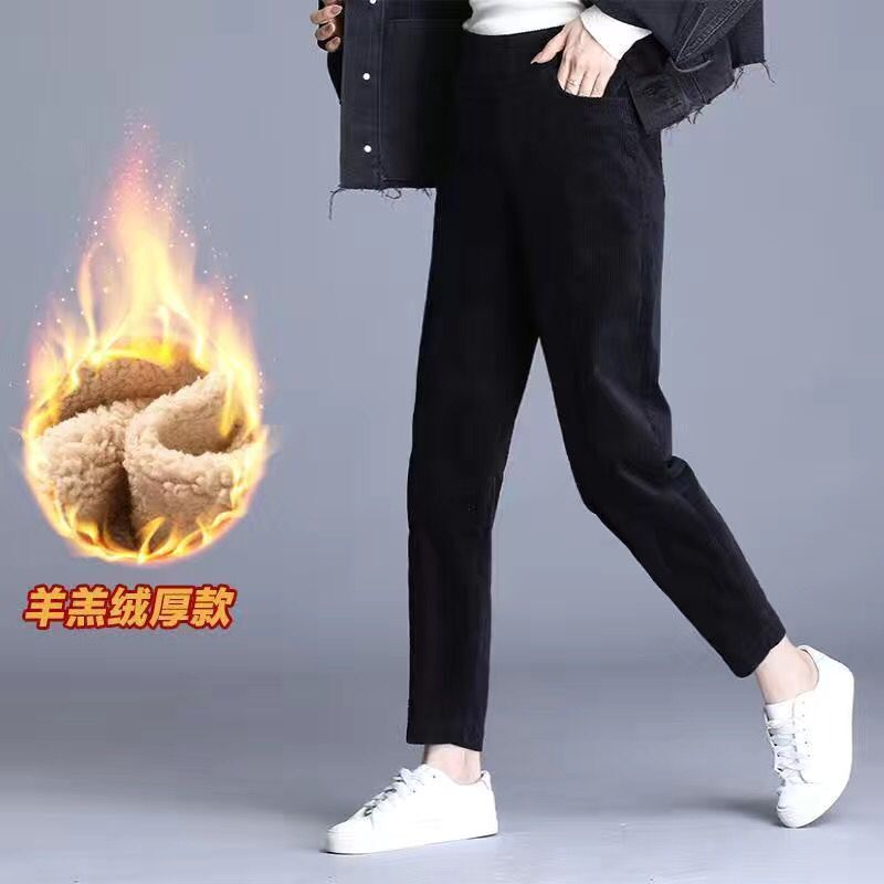 Corduroy Pants Women's Fall and Winter Outer Wear Loose Slim Looking Thick  Lambskin Baggy Pants Women's Ladieswear Casual Pants