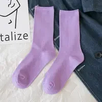 New Women Socks Fashion Solid Color Crew Socks For Women Preppy Style Breathable Neon Color Long Korean White Socks Girl Casual