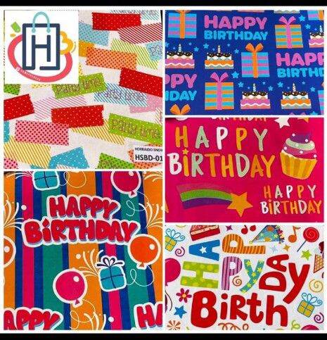 10pcs/roll assorted printed design randomly happy birthday gift wrapped and cards for sale