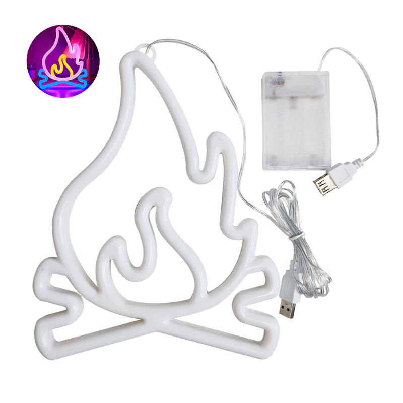 Flame Shaped Neon Signs w Base,LED Light,Atmosphere Lighting for Wall,Night Lamp for Birthday,Party,E-sports Room,Decoration