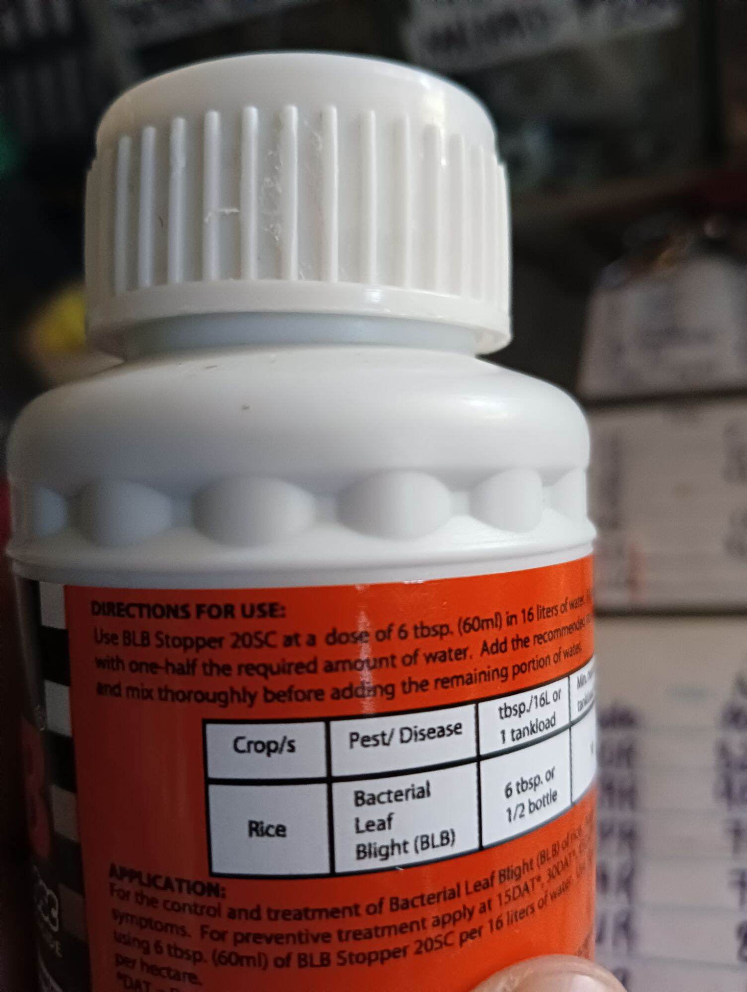 BLB stopper 20 SC Bactericide -Fungicide for the control and treatment of leaf blight of rice 120 ml. 
