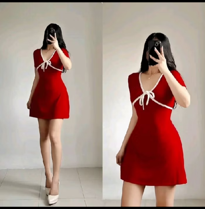 chinese dress ladies Asymmetrical Green Midi Dress with Neck Tie main image 1