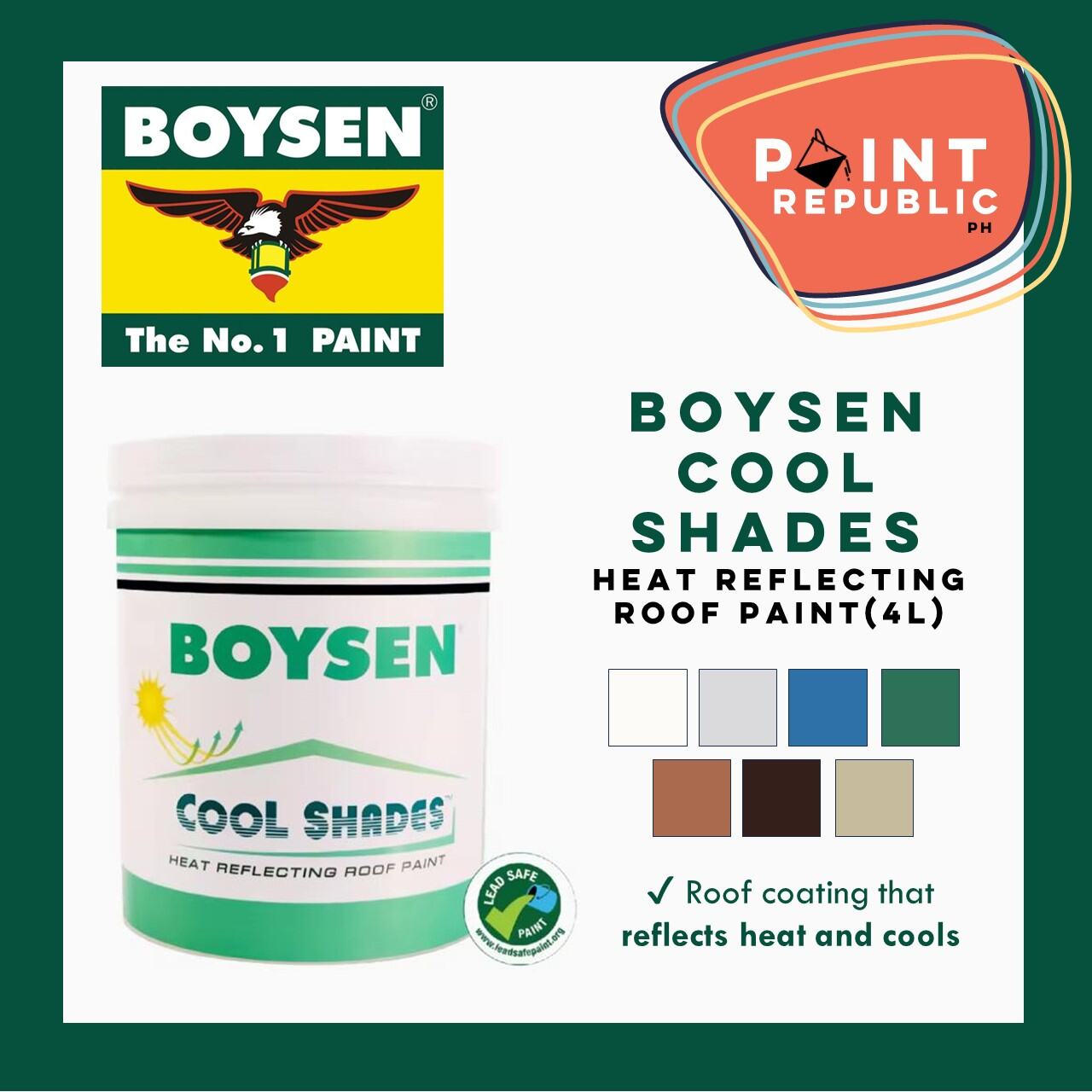 BOYSEN Cool Shades Heat Reflecting Roof Paint - 4L