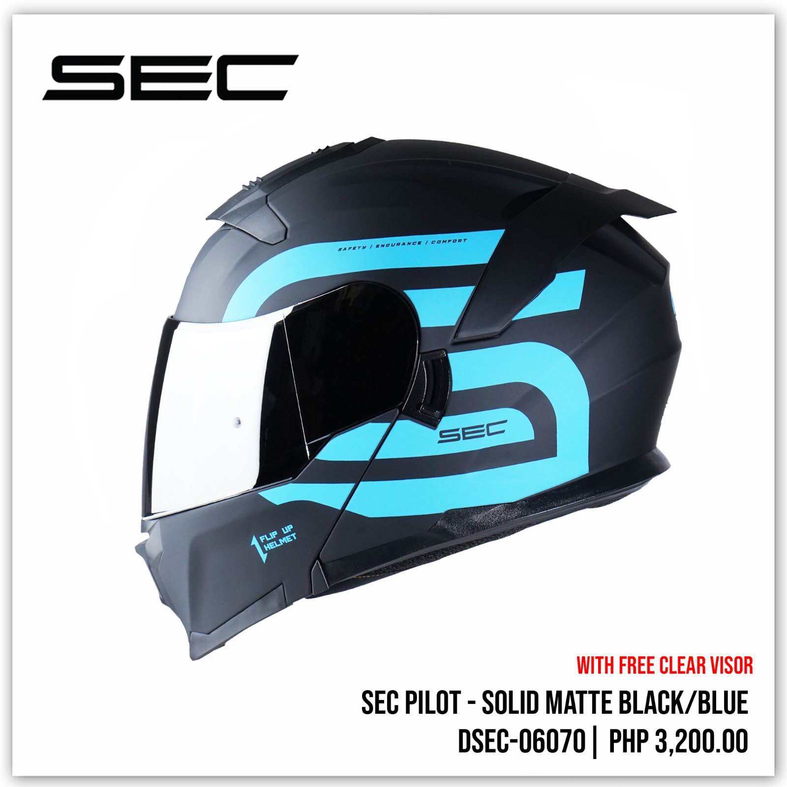 Sec pilot modular & dual visor helmet with FREE EXTRA CLEAR VISOR | Lazada  PH