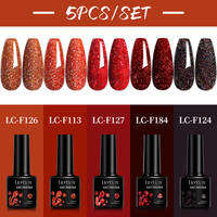 LILYCUTE 5Pcs/Set 7ML Red Brown Nail Gel DIY Nail Art Semi Permanent UV Gel Polish Long Lasting Design Manicure Kit Supplies