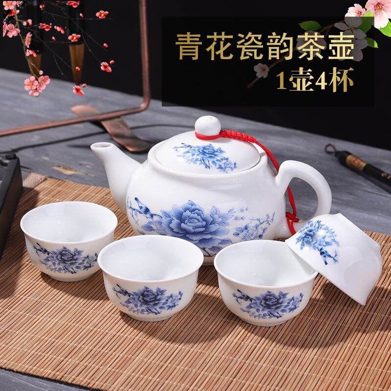 Jingdezhen Ceramic Teapot Single Teapot Kung Fu Tea Set Small Size Mini Handle Chinese Tea Making Device Blue and White Porcelain 150ml