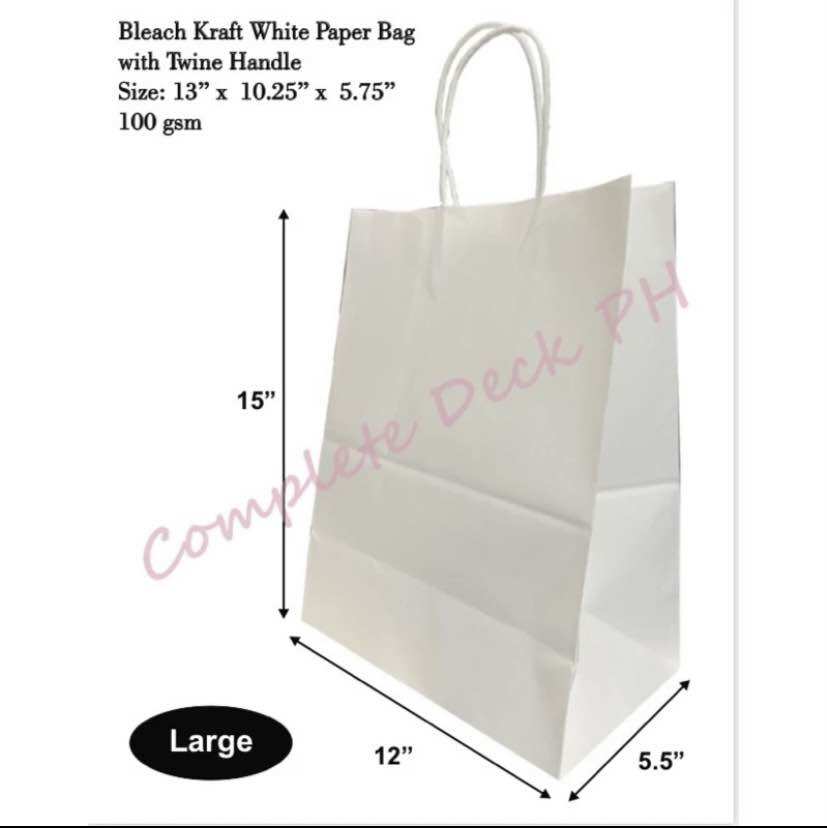 White Kraft Paperbag with Twine Handle 50 gsm 80 gsm or 100!