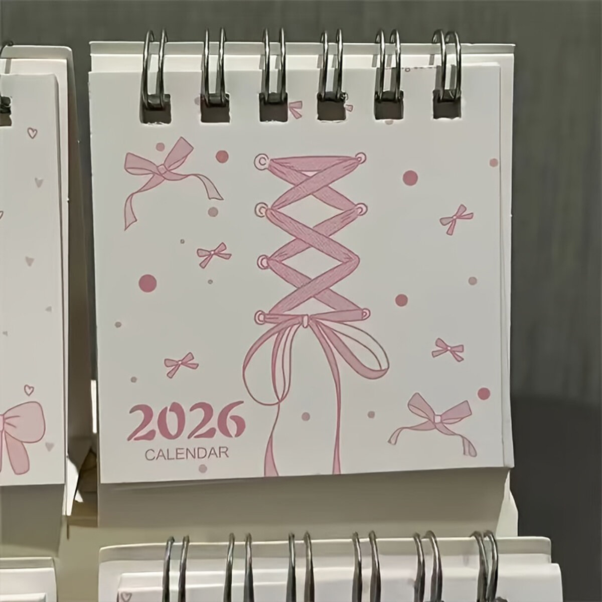 2026 Pink Bow Calendar - Perfect for Office & Home Decor Ideal Birthday or Wedding Gift Paper Calendar Desk Calendar