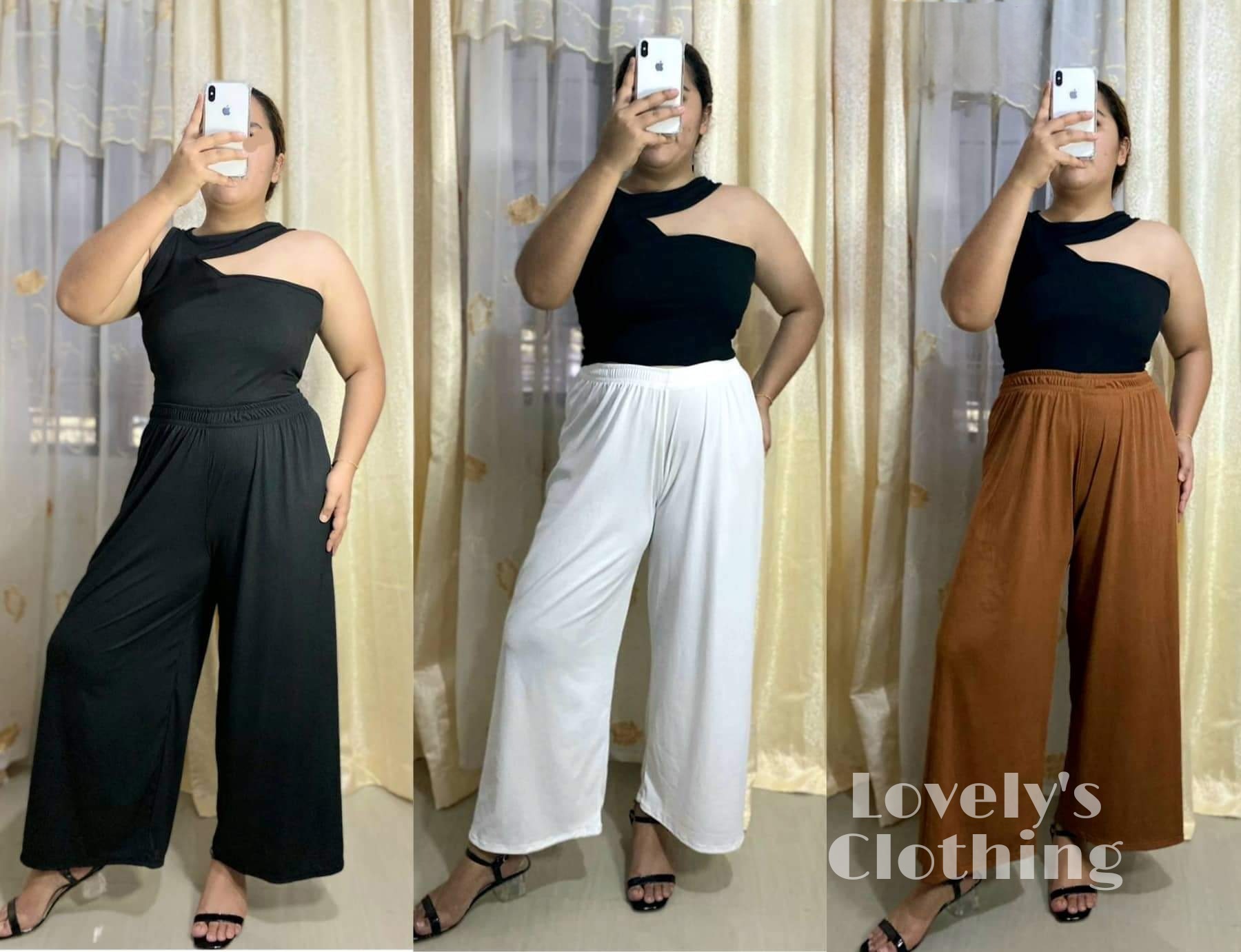 48 inc PLUS SIZE KNITTED HIGH WAIST WIDE LEG PANTS Loose fit wide Trouser  pants