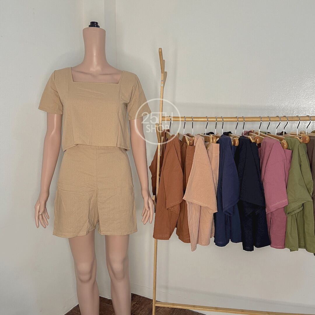 25th Shop Linen Terno/Coordinates (Square Neck Top and Shorts)