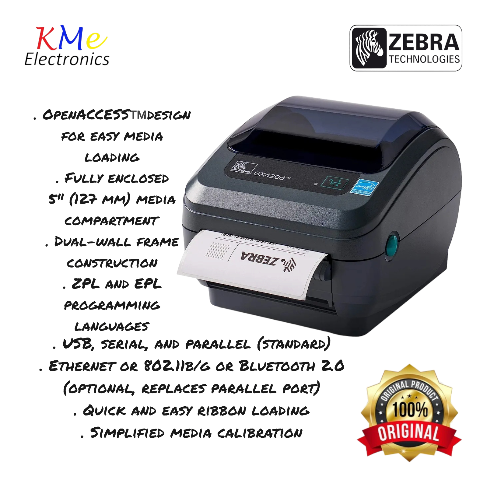 Original Zebra GX420d Direct Thermal Printer, Barcode Label Printer
