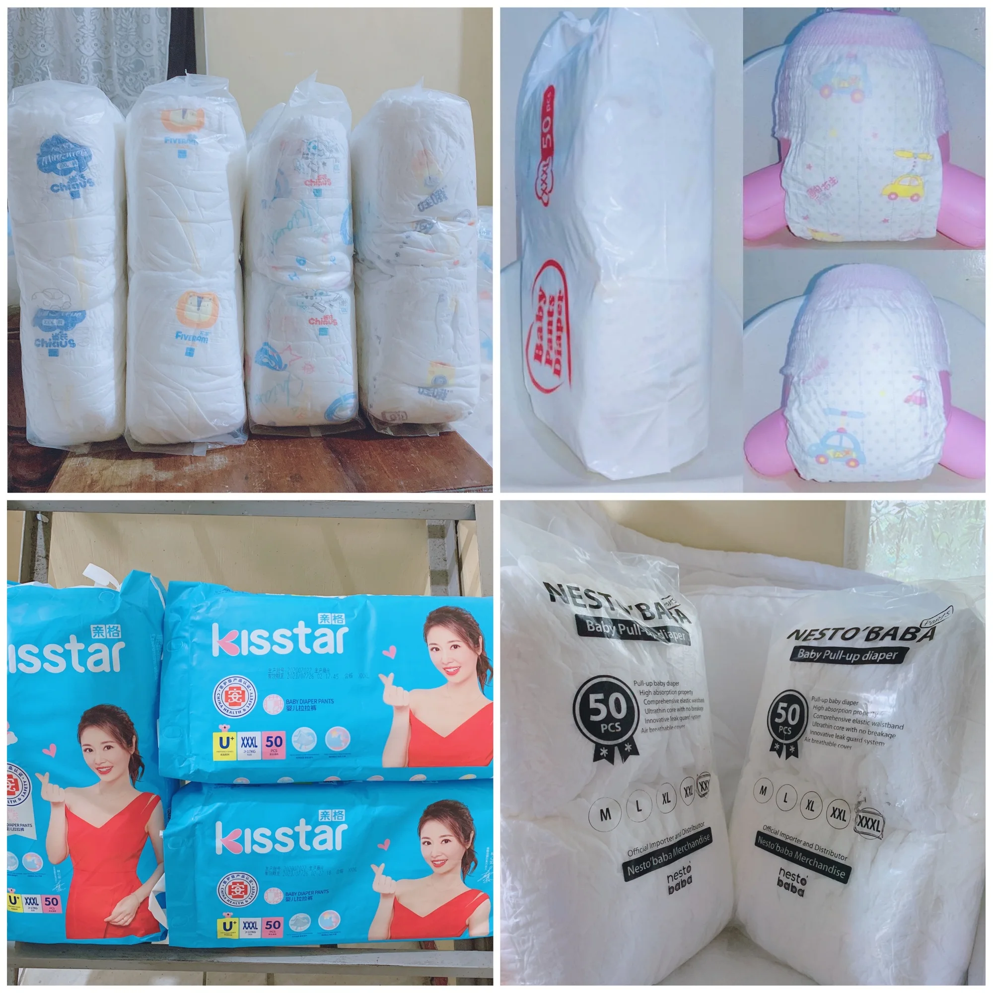 3XL XXXL 50 pcs PANTS Korean Diaper Size KISSTAR NESTO’BABA ALLOVES IMPORTED PREMIUM BABY DIAPER Ultra thin