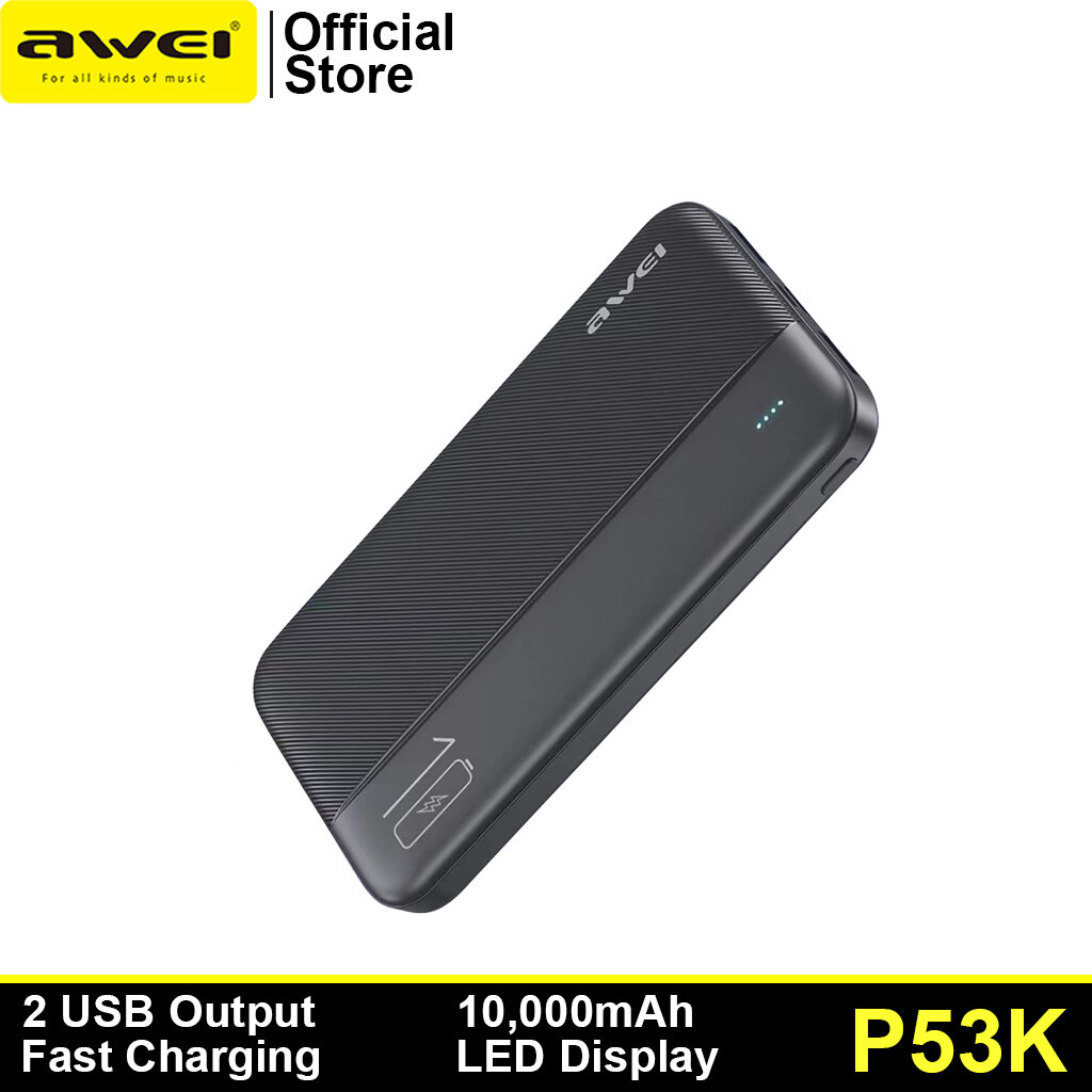 Awei P53K 10000mAh Powerbank with Fast Charging and LED Display