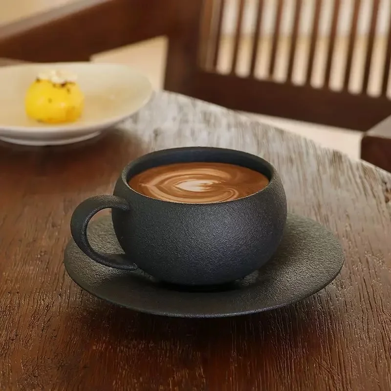 Product photo of Japanese-style stone-texture ceramic cup and saucer from its Lazada listing
