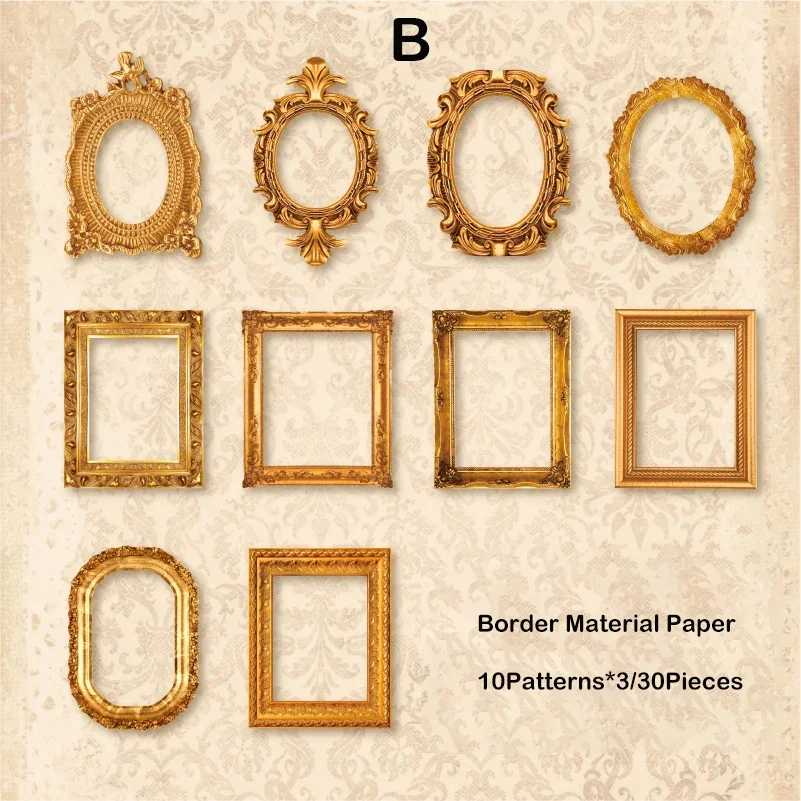 Journamm 30pcs/pack Vintage Cutout Frame Decor Paper Junk Journal DIY Scrapbooking Collage Materials Planner Creative Stationery